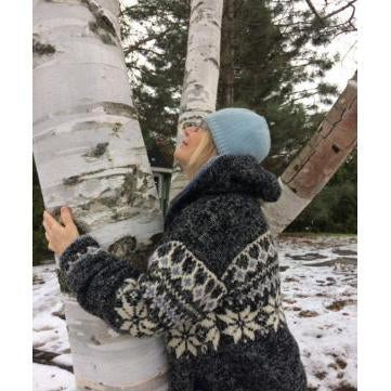 Heather from Annanda chaga hugging Birch Chaga on Birch Tree