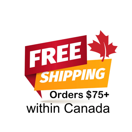 Free shipping promotion with a red maple leaf on a white background