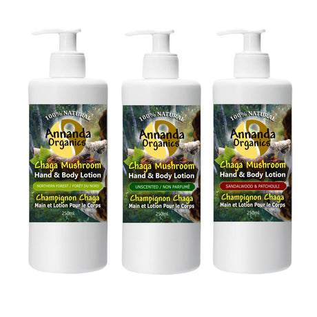 chaga mushroom hand and body lotions
