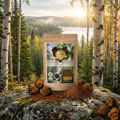 Canadian Chaga mushroom powder from Annanda Chaga in canada boreal forest