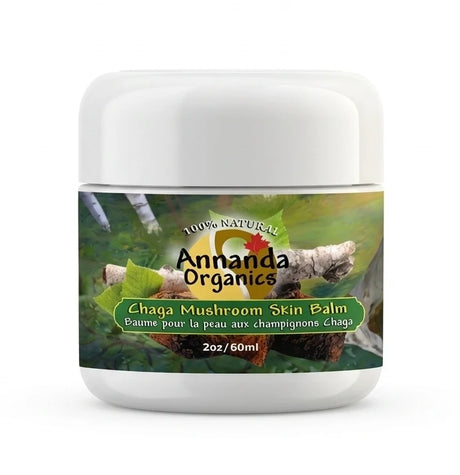 Chaga mushroom skin balm product on white background