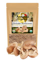 Annanda Organic Shiitake Mushroom Powder with shitake mushrooms in front.