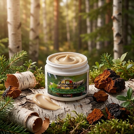 Chaga mushroom skim Ballm open jar