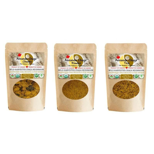 Chaga Mushroom Trini-Tea Chaga Powder, chaga Tea, Chaga chunks  - Annanda chaga Mushrooms