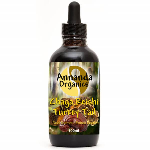 Annanda Organics Triple Mushroom Extract- Chaga, Reishi, Turkey Tail Extract
